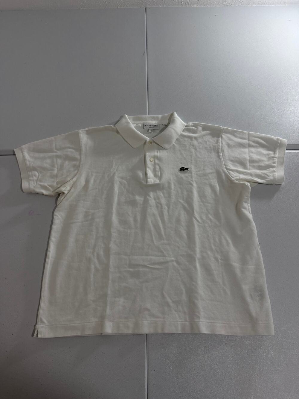 Lacoste Classic Fit Pique Polo Shirt Mens Size 6 XL White Green Croc L1212